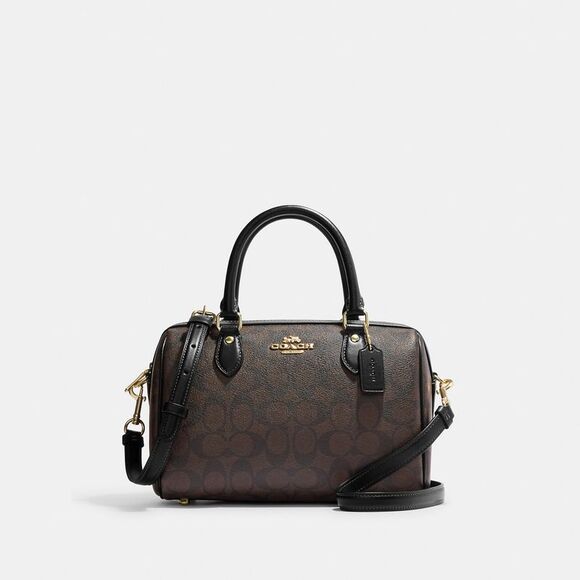 NWT Coach Outlet Rowan Satchel Bag In Signature Canvas - Picture 1 of 6